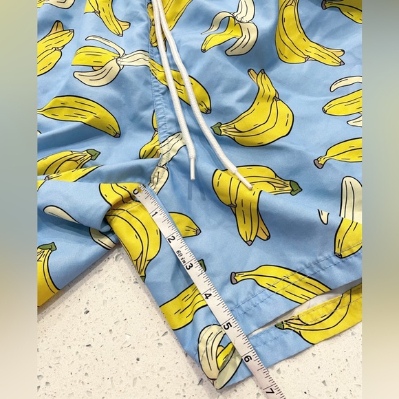 Tesla Banana Print Swim Trunks Men’s XL Blue Yellow Board Shorts Mesh Lined - Picture 2 of 4